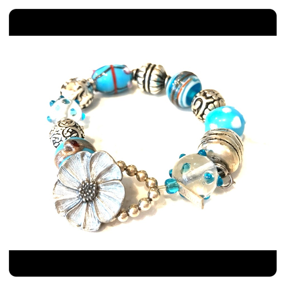 Sterling silver and glass beads handmade bracelet